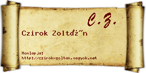 Czirok Zoltán névjegykártya